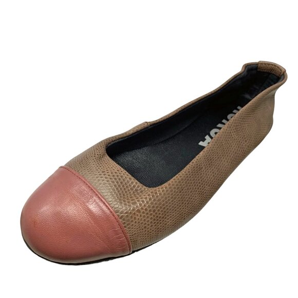Kokua Barcelo Brown Leather‎ Mauve Cap Toe Ballerina Flats - Picture 2 of 12